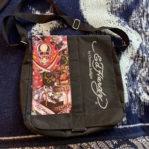 Ed Hardy Black and Multicolor Shoulder/messenger/laptop Bag